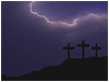 3 on a Hill Crosses with Lightning